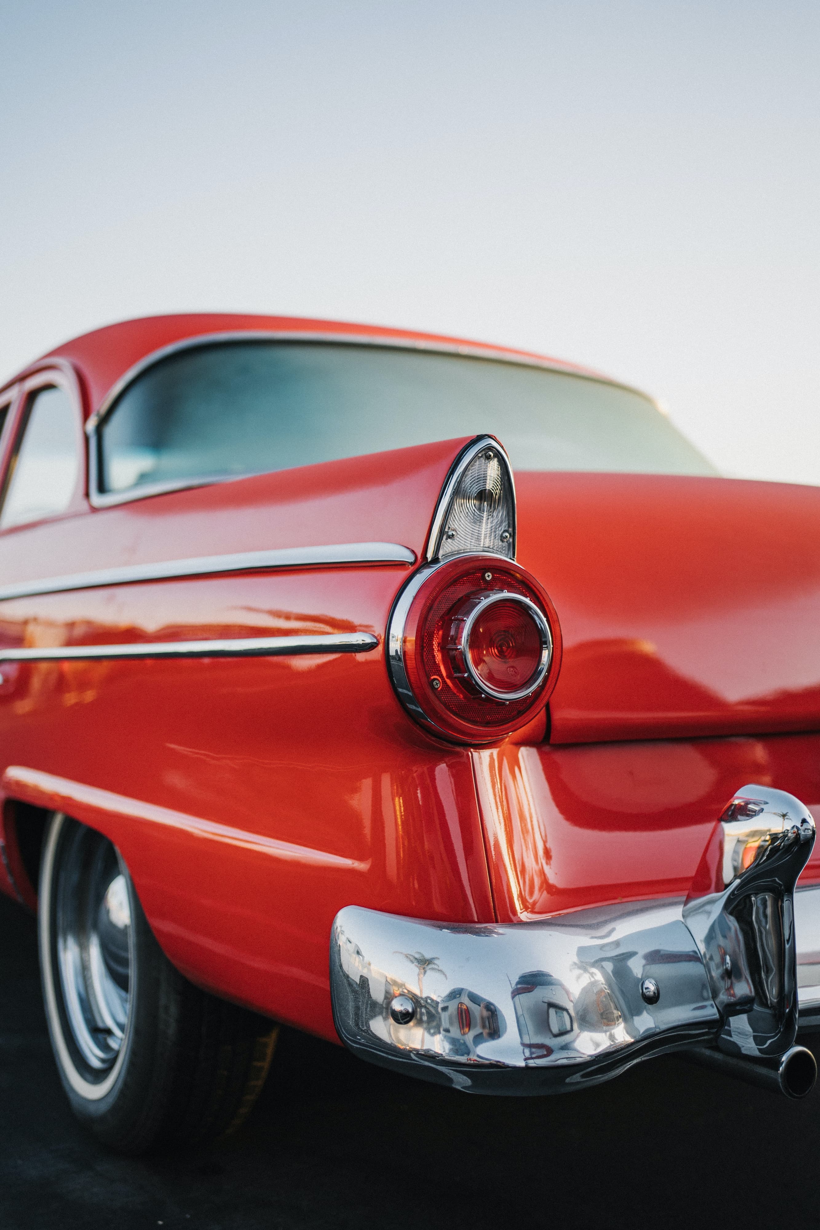 Close-up of of a red classic car